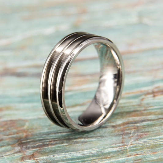 Titanium Double Groove Ring Core - 8mm wide