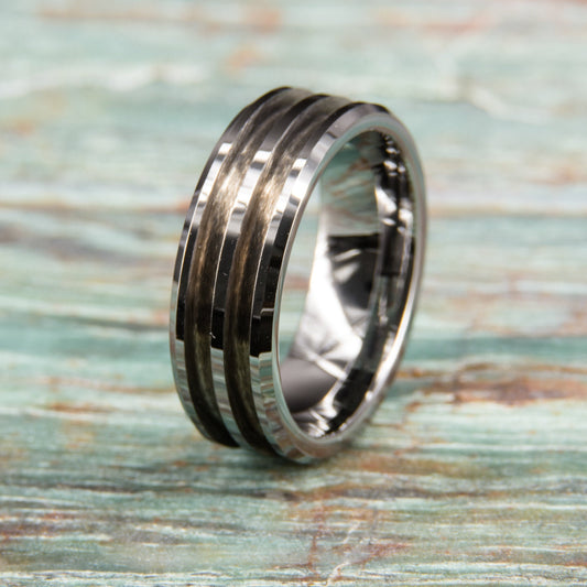 Tungsten Carbide Double Groove Ring Core - 8mm wide