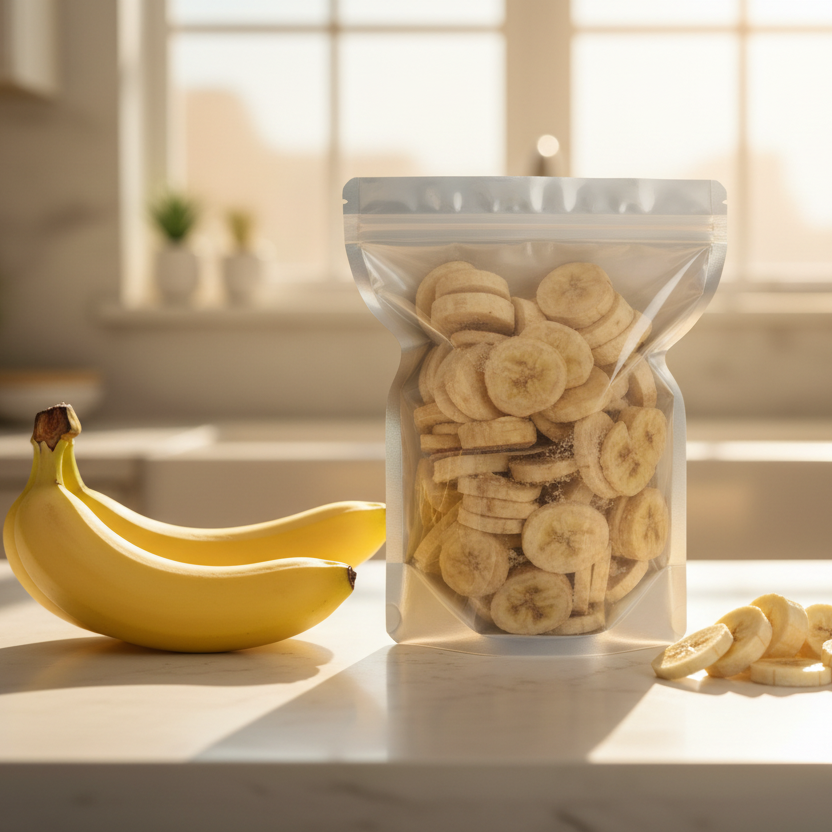 bag of sliced freeze dried bananas 
