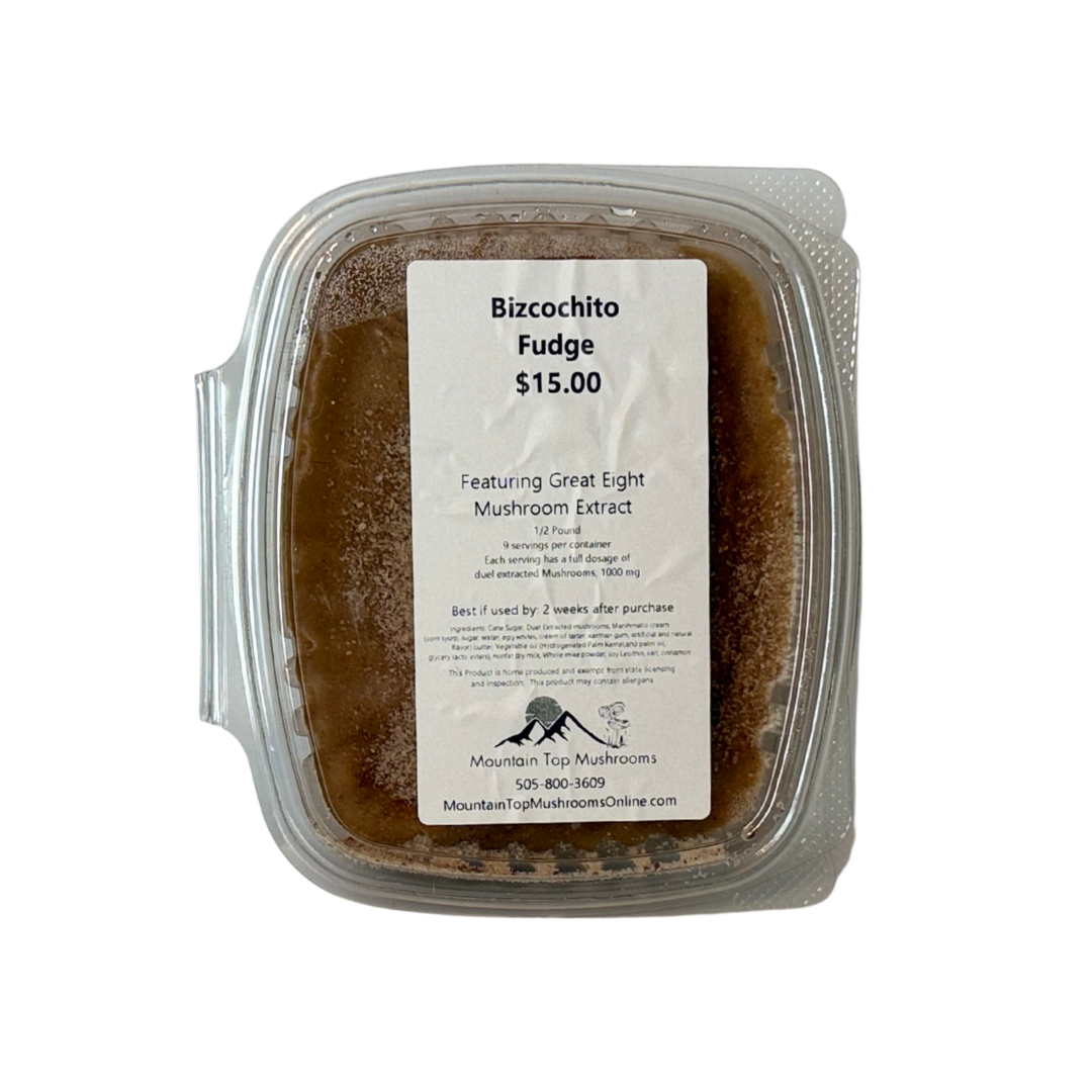 Bizcochito fudge and label 