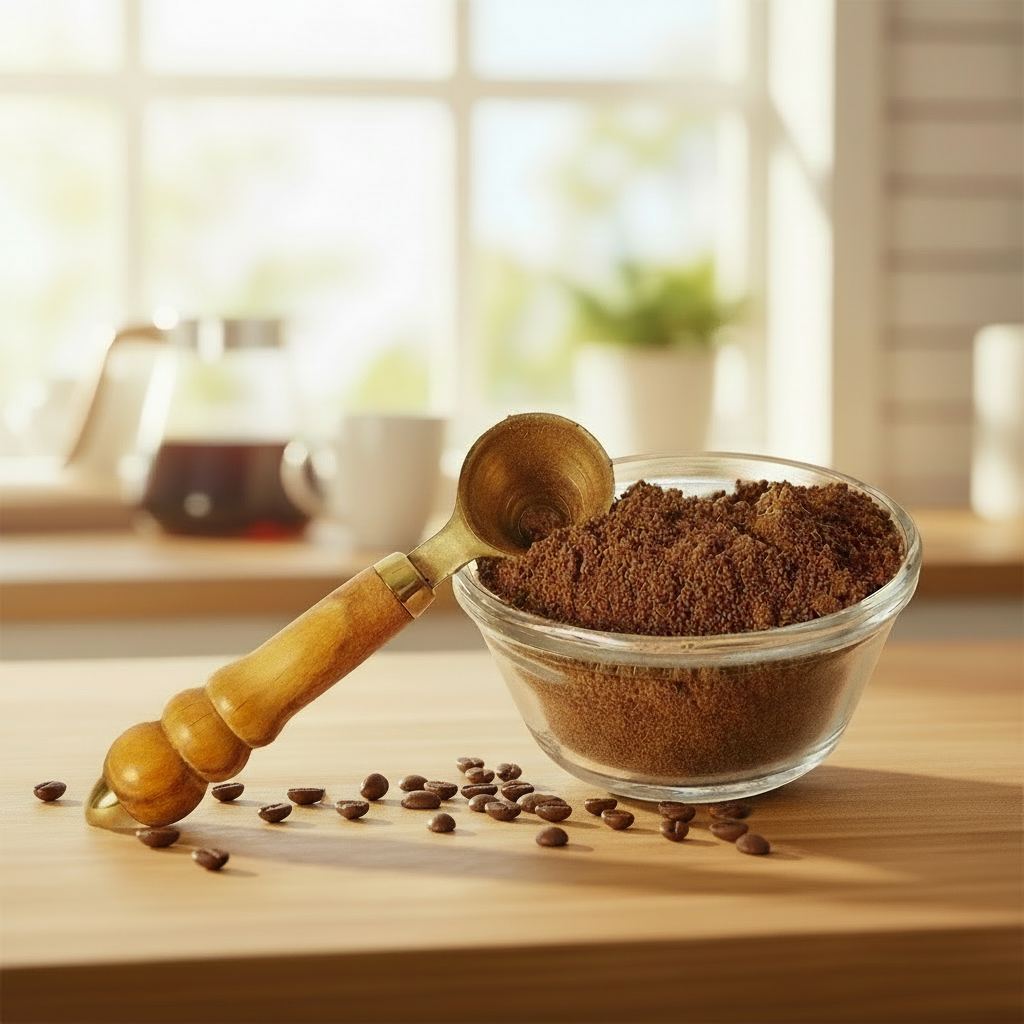Coffee grounds in a bowl