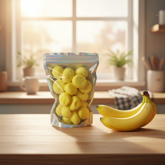 Freeze-Dried Banana Salt Water Taffy in a bag