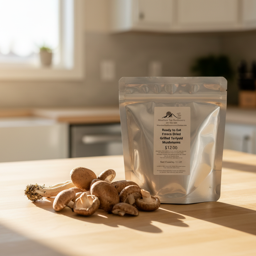 bag of freeze dried grilled Teriyaki Mushrooms