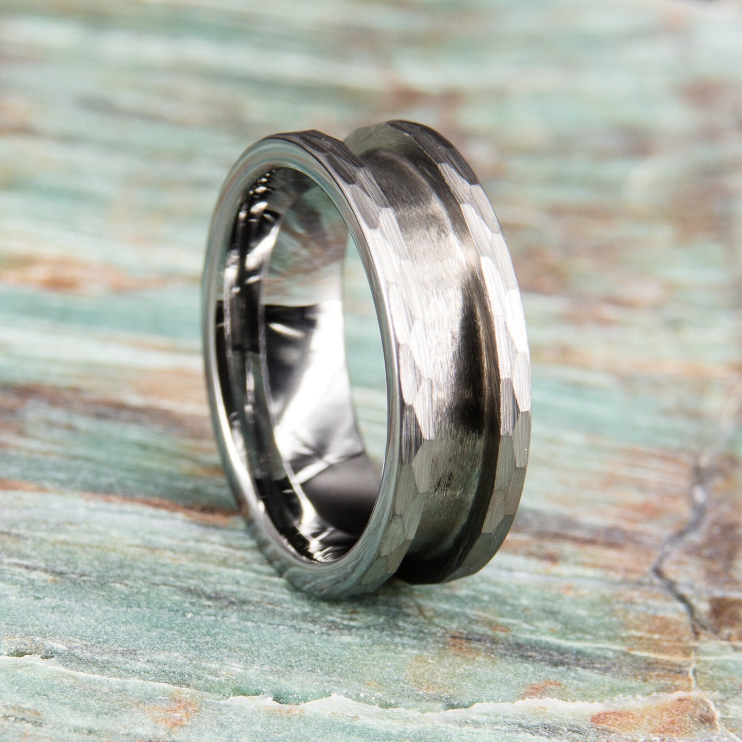 Tungsten Carbide Ring Core (hammered) - 8mm wide