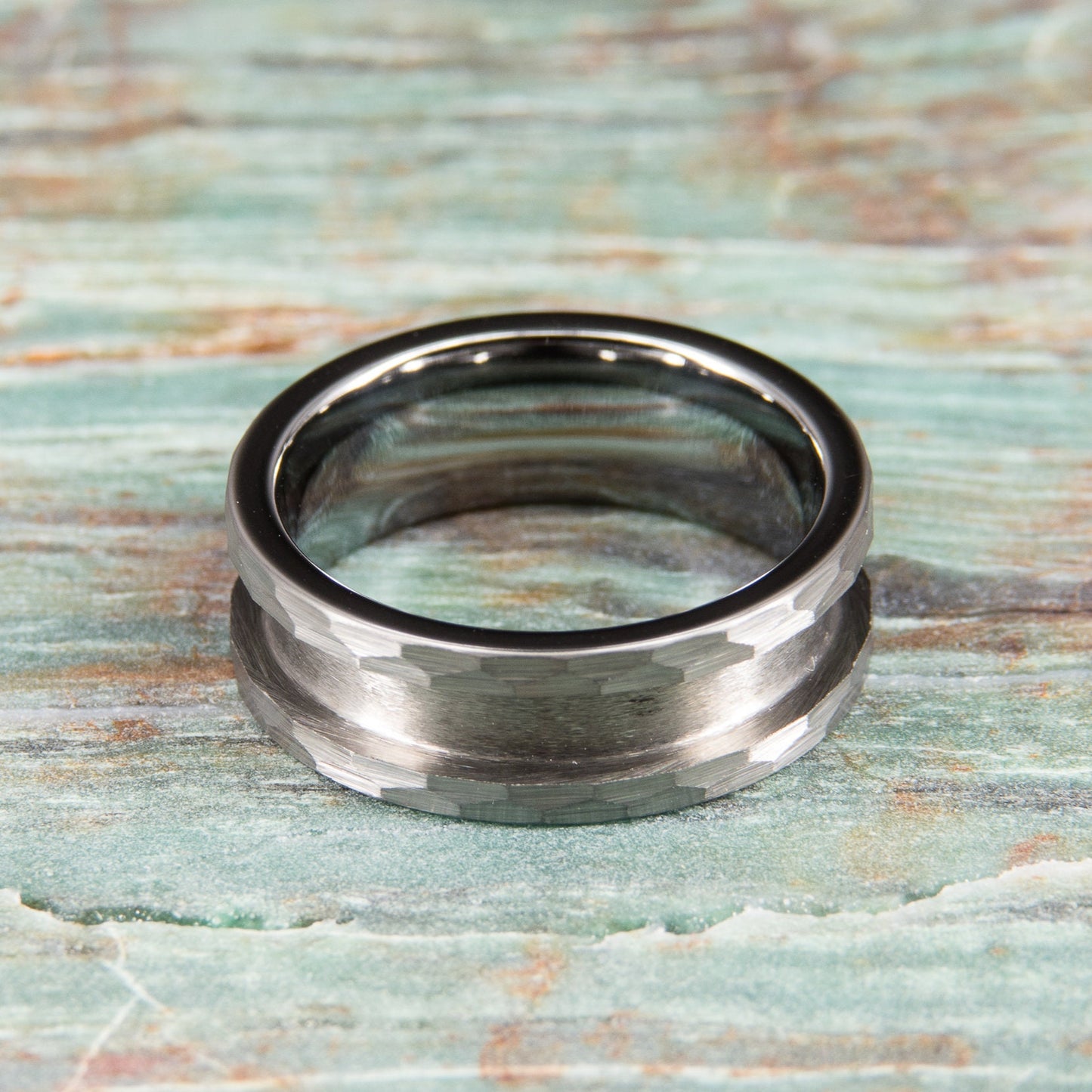 Tungsten Carbide Ring Core (hammered) - 8mm wide