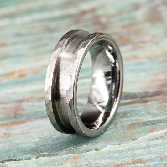 Tungsten Carbide Ring Core (hammered) - 8mm wide