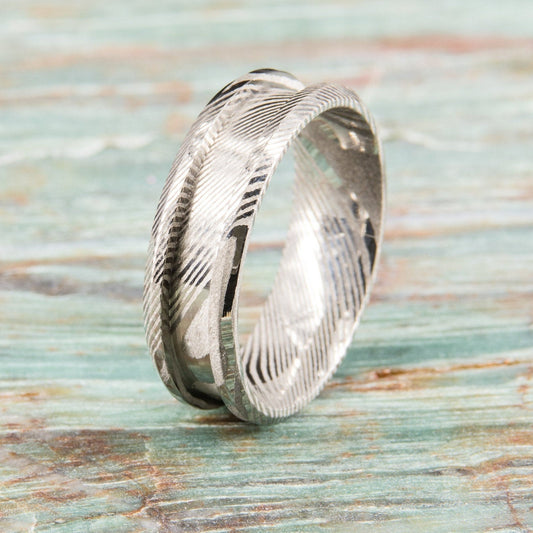 Damascus Steel Ring Core - 8mm wide