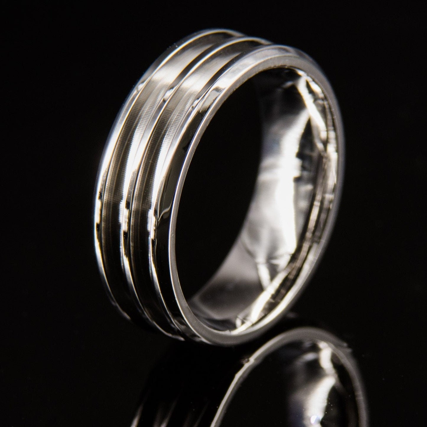 Stainless Steel Double Groove Ring Core - 8mm wide