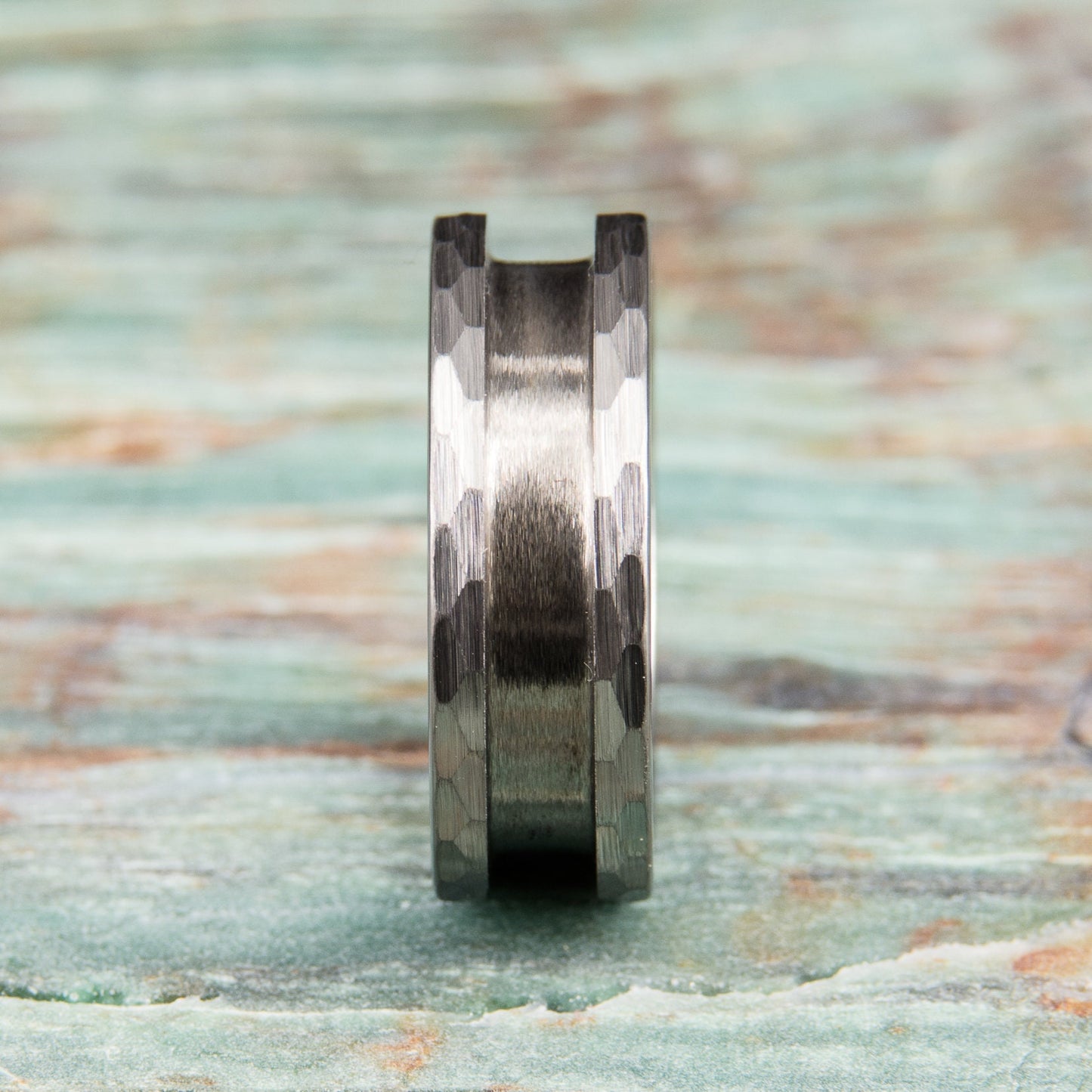 Tungsten Carbide Ring Core (hammered) - 8mm wide